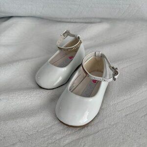 TipTop Kids Baby Shoes-White-Size 2 - shiny, rhinestones, strap- girls